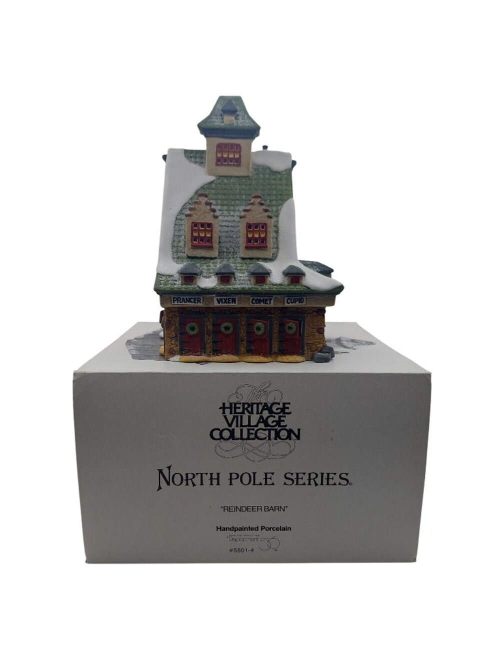 Dept 56 Reindeer Barn North Pole Heritage Village Handpainted Porcelain 5601-4